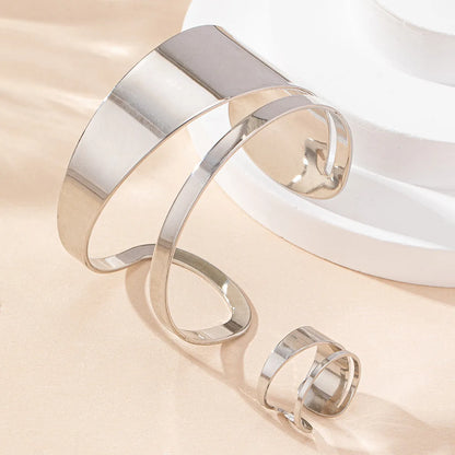 IG Style Elegant Simple Style Solid Color Ferroalloy Women'S Rings Bangle