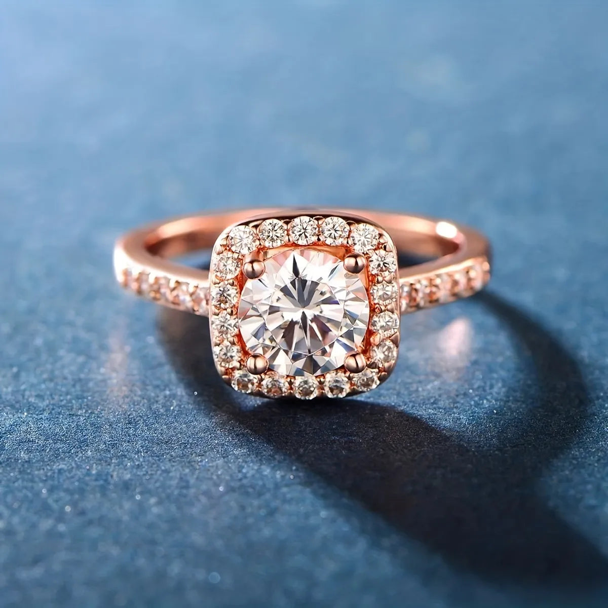 Ig Style Elegant Simple Style Square Copper Plating Inlay Zircon Rose Gold Plated White Gold Plated Gold Plated Rings