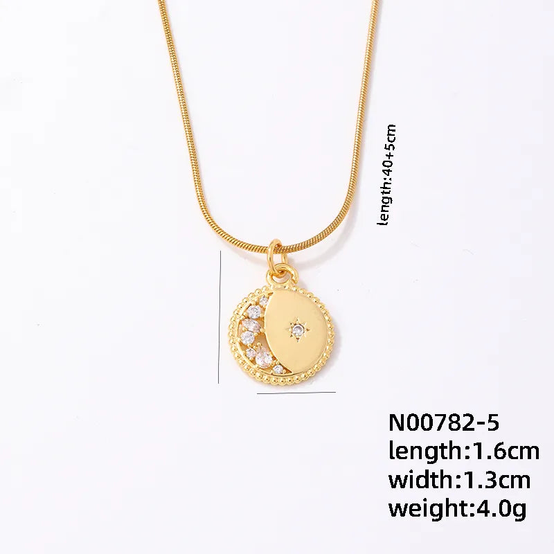 304 Stainless Steel Copper K Gold Plated IG Style Elegant Simple Style Plating Inlay Square Zircon Necklace