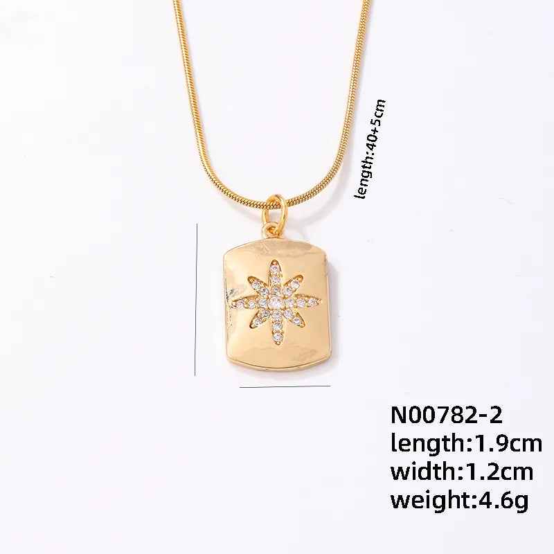 304 Stainless Steel Copper K Gold Plated IG Style Elegant Simple Style Plating Inlay Square Zircon Necklace