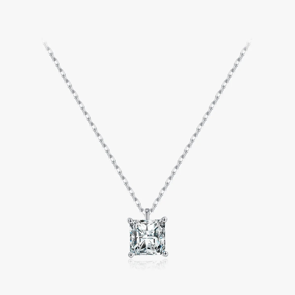 Ig Style Elegant Simple Style Square Sterling Silver Plating Inlay Zircon 14k Gold Plated Rhodium Plated Solitaire Necklace