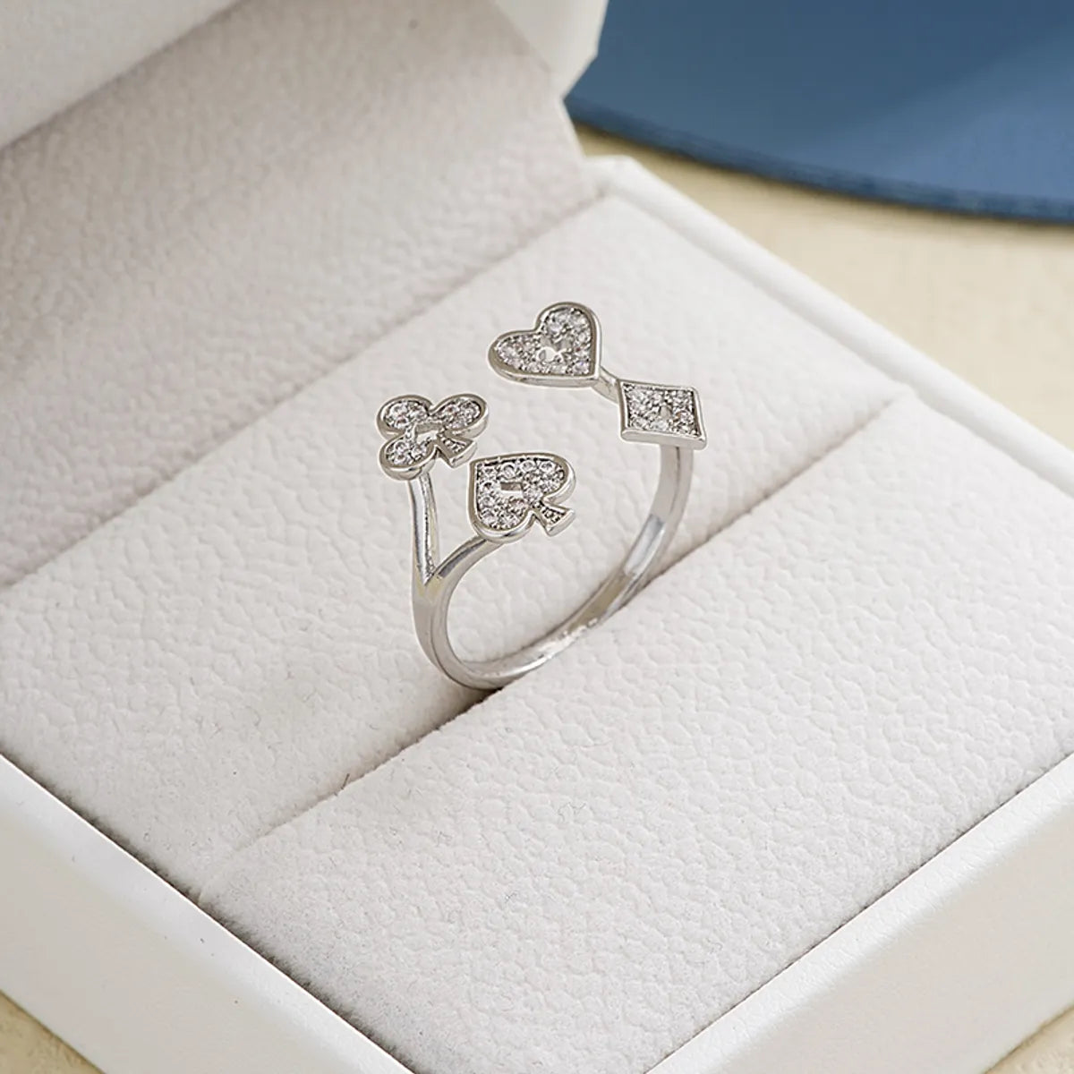 Ig Style Elegant Simple Style Star Butterfly Bow Knot Copper Plating Inlay Zircon White Gold Plated Open Rings