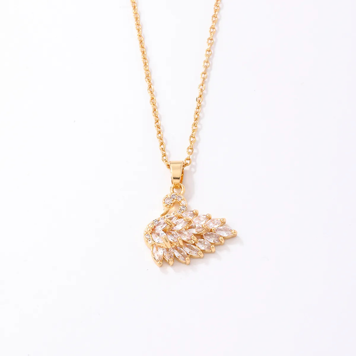 Ig Style Elegant Simple Style Swan Copper Plating Inlay Zircon Gold Plated Necklace