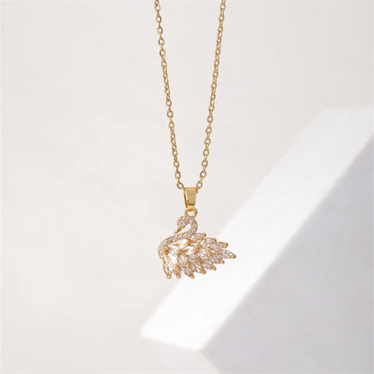 Ig Style Elegant Simple Style Swan Copper Plating Inlay Zircon Gold Plated Necklace