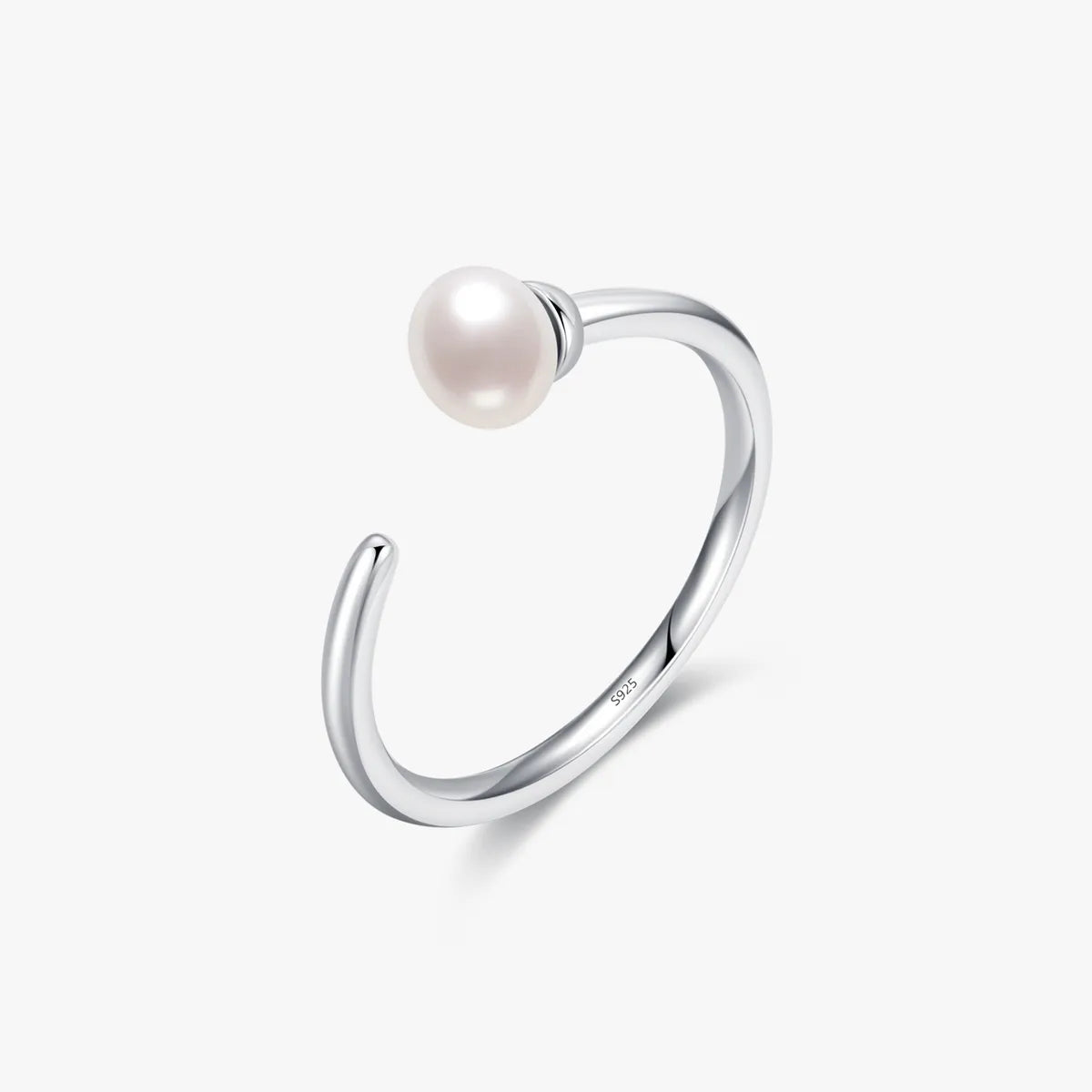 Ig Style Elegant Sweet Oval Sterling Silver Plating Inlay Freshwater Pearl Rhodium Plated Open Rings