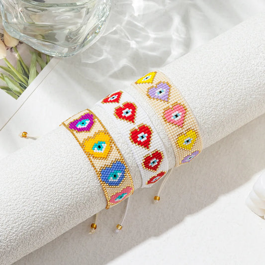 Ig Style Ethnic Style Heart Shape Eye Glass Handmade Unisex Bracelets