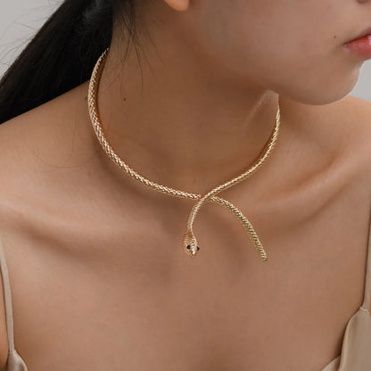 IG Style Exaggerated Classic Style Animal Snake 18K Gold Plated Zircon Alloy Wholesale Choker