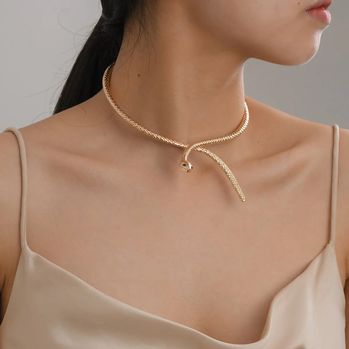 IG Style Exaggerated Classic Style Animal Snake 18K Gold Plated Zircon Alloy Wholesale Choker