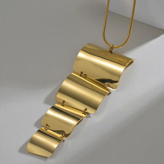 Ig Style Exaggerated Geometric Stainless Steel Polishing Plating 18k Gold Plated Sweater Chain