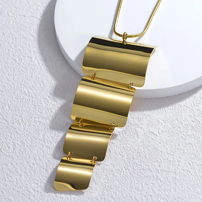 Ig Style Exaggerated Geometric Stainless Steel Polishing Plating 18k Gold Plated Sweater Chain