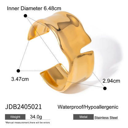 IG Style Exaggerated Round Solid Color 304 Stainless Steel 18K Gold Plated Bangle In Bulk