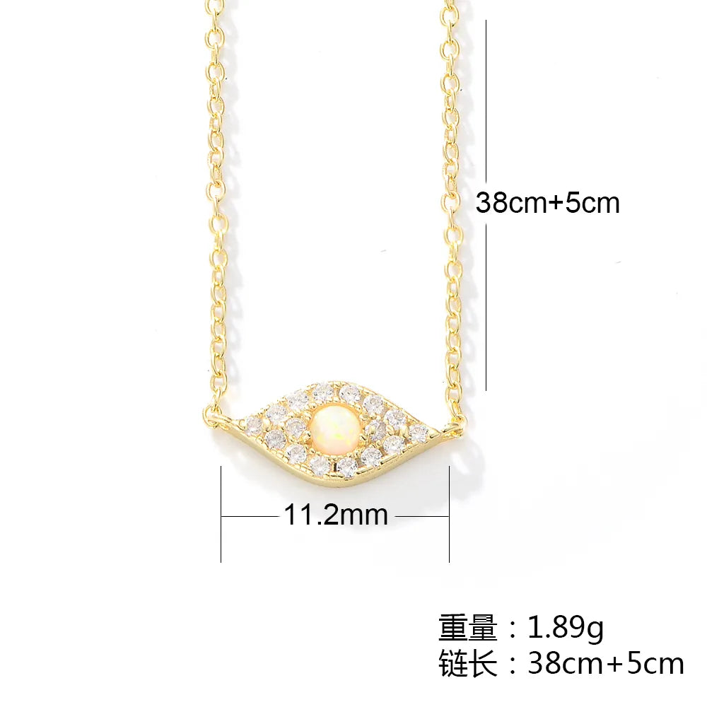 Ig Style Eye Sterling Silver Plating Inlay Zircon 14k Gold Plated Pendant Necklace