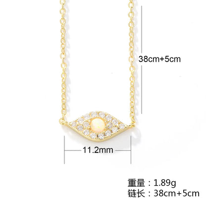 Ig Style Eye Sterling Silver Plating Inlay Zircon 14k Gold Plated Pendant Necklace