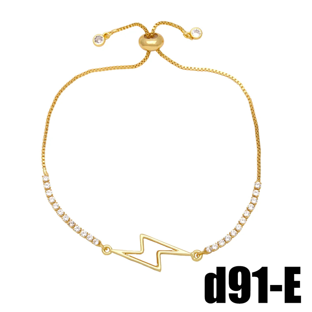 Ig Style Fashion Simple Style Star Heart Shape Lightning Copper Plating Inlay Zircon 18k Gold Plated Bracelets