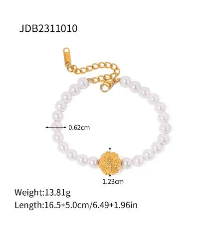 Wholesale Jewelry IG Style Flower 304 Stainless Steel Artificial Pearl Titanium Steel 18K Gold Plated Bracelets