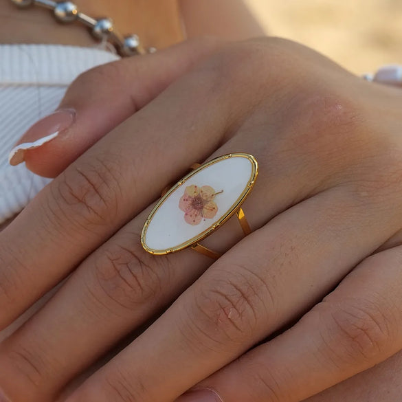 Ig Style Flower Stainless Steel Plating 18k Gold Plated Open Rings