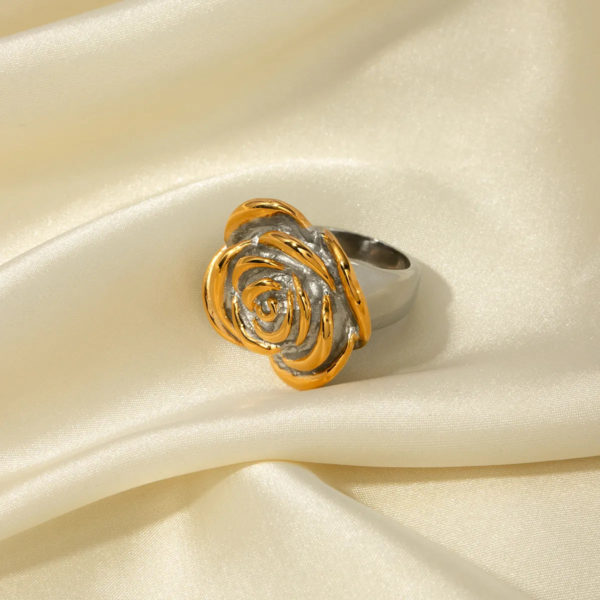 Ig Style Flower Stainless Steel Plating 18k Gold Plated Rings