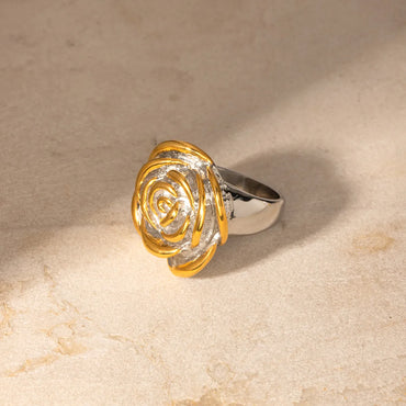 Ig Style Flower Stainless Steel Plating 18k Gold Plated Rings