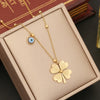 Ig Style Four Leaf Clover Eye Snowflake Stainless Steel Enamel Plating Necklace