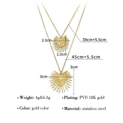 Ig Style French Style Commute Heart Shape Stainless Steel Titanium Steel Plating 18k Gold Plated Pendant Necklace