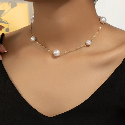 Ig Style French Style Commute Round Pearl Alloy Women's Necklace