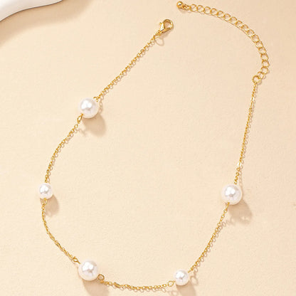 Ig Style French Style Commute Round Pearl Alloy Women's Necklace