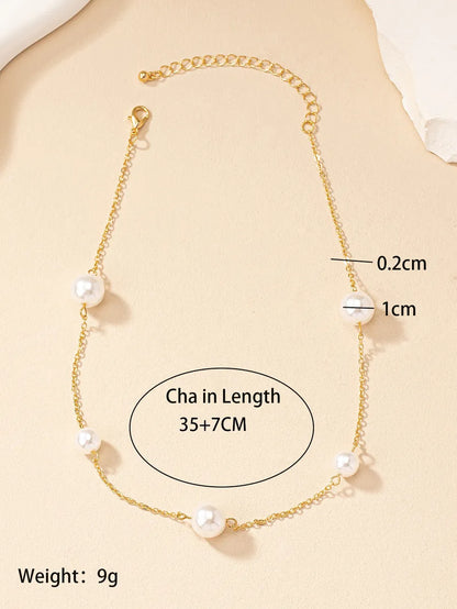 Ig Style French Style Commute Round Pearl Alloy Women's Necklace