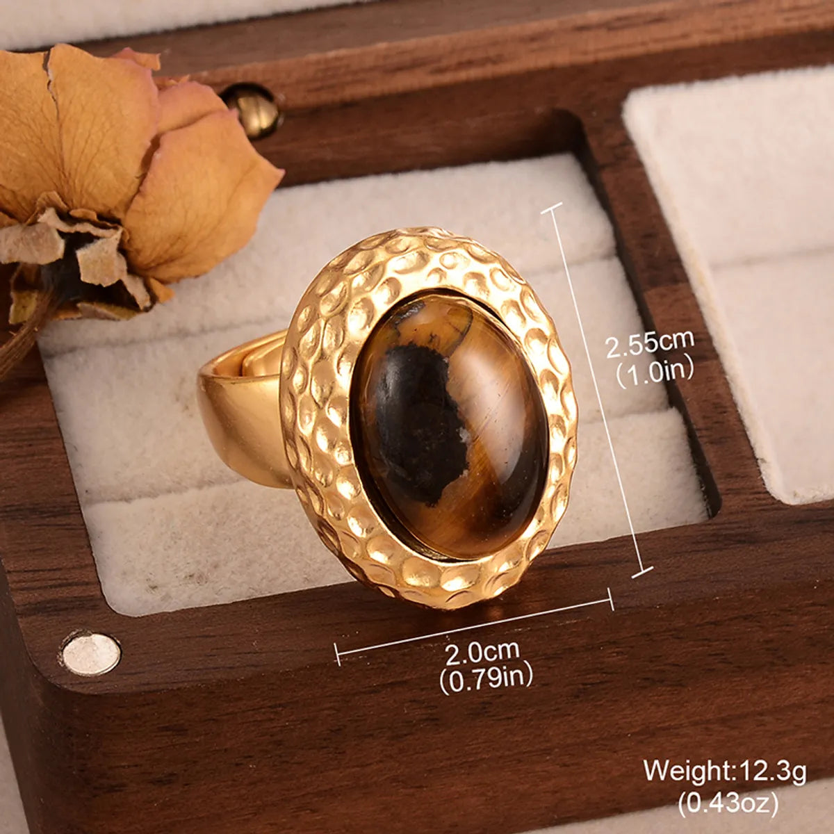 IG Style French Style Geometric Animal Oval Alloy Copper Enamel Hollow Out Inlay Tiger Eye Zircon Women'S Adjustable Ring Open Rings