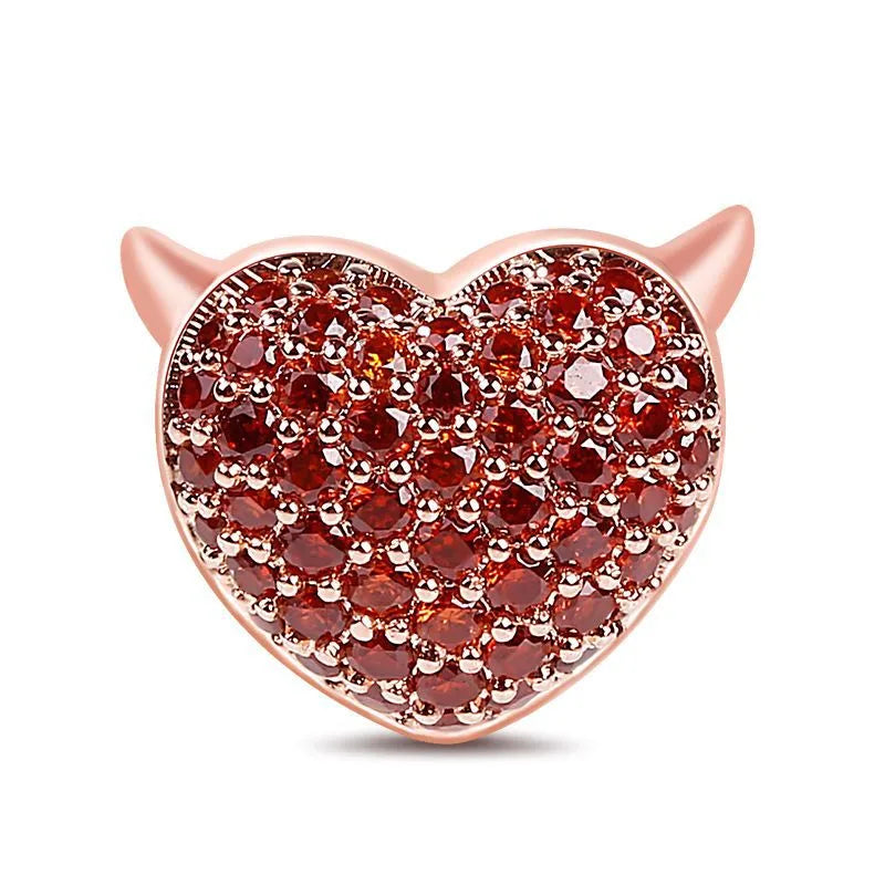 Ig Style Funny Pumpkin Heart Shape Skull Copper Plating Inlay Zircon Halloween Jewelry Accessories