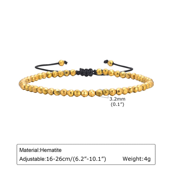 IG Style Geometric 18K Gold Plated Rope Haematite Wholesale Bracelets Drawstring Bracelets