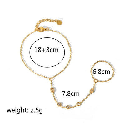 IG Style Geometric 304 Stainless Steel 18K Gold Plated Zircon Bracelets In Bulk