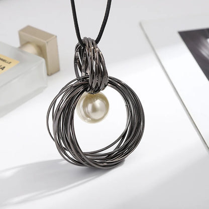 Ig Style Geometric Alloy Inlay Artificial Pearls Women's Necklace