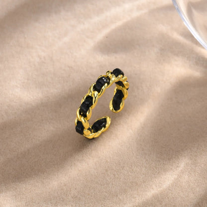 Ig Style Geometric Copper Braid 18k Gold Plated Open Rings