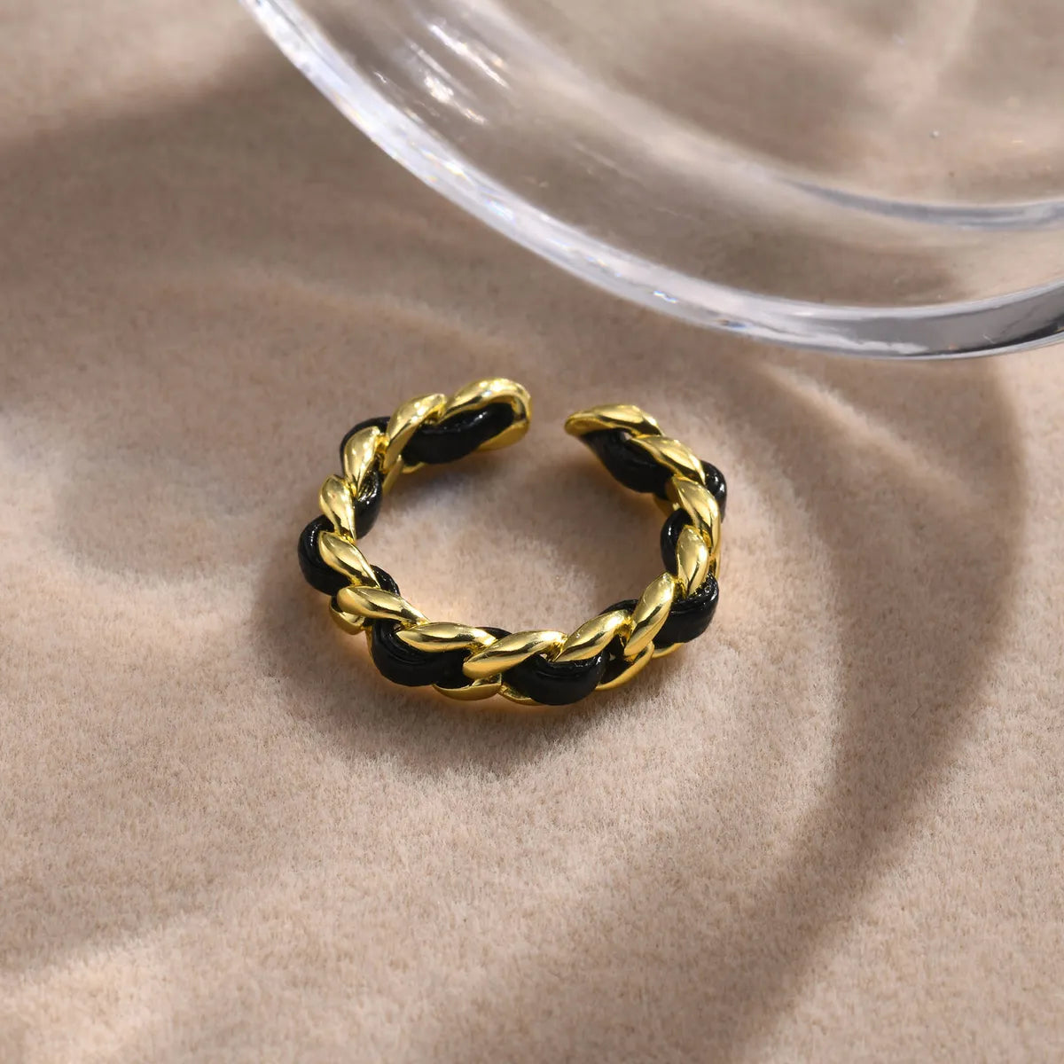 Ig Style Geometric Copper Braid 18k Gold Plated Open Rings