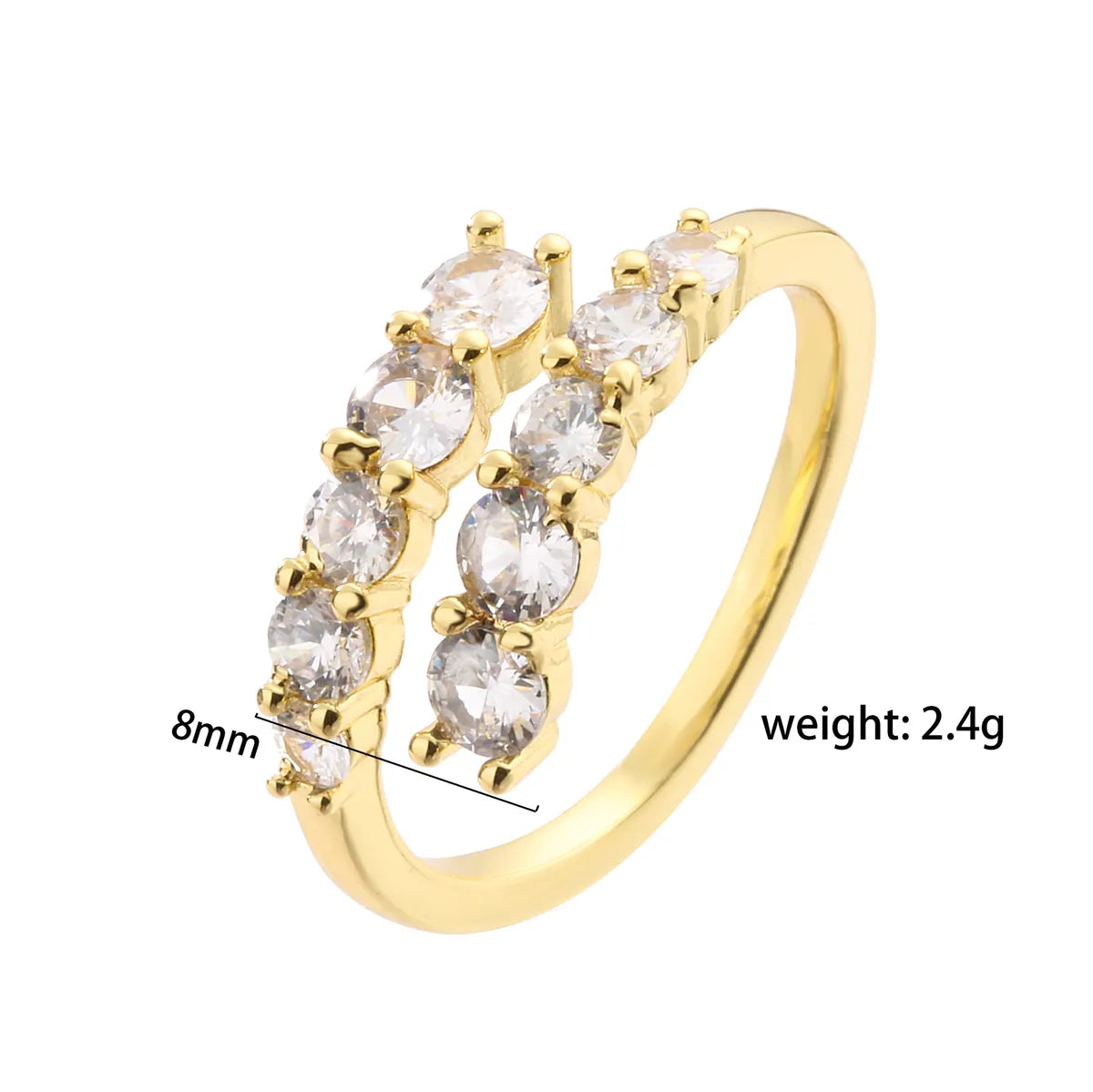 Ig Style Geometric Copper Plating Inlay Zircon Open Ring