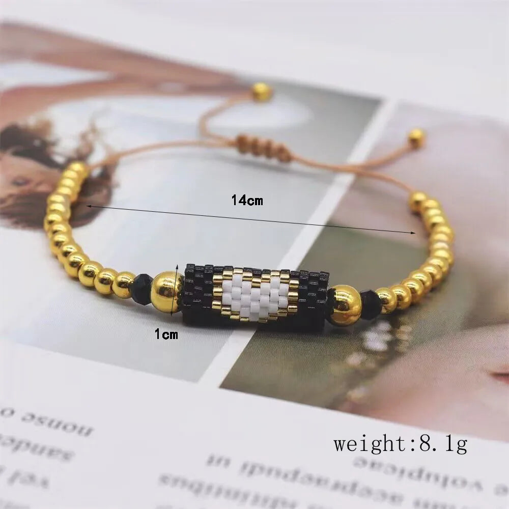 IG Style Geometric Heart Shape Glass Knitting Women'S Bracelets