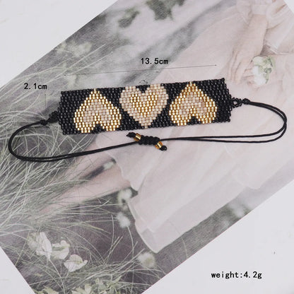 IG Style Geometric Heart Shape Glass Knitting Women'S Bracelets