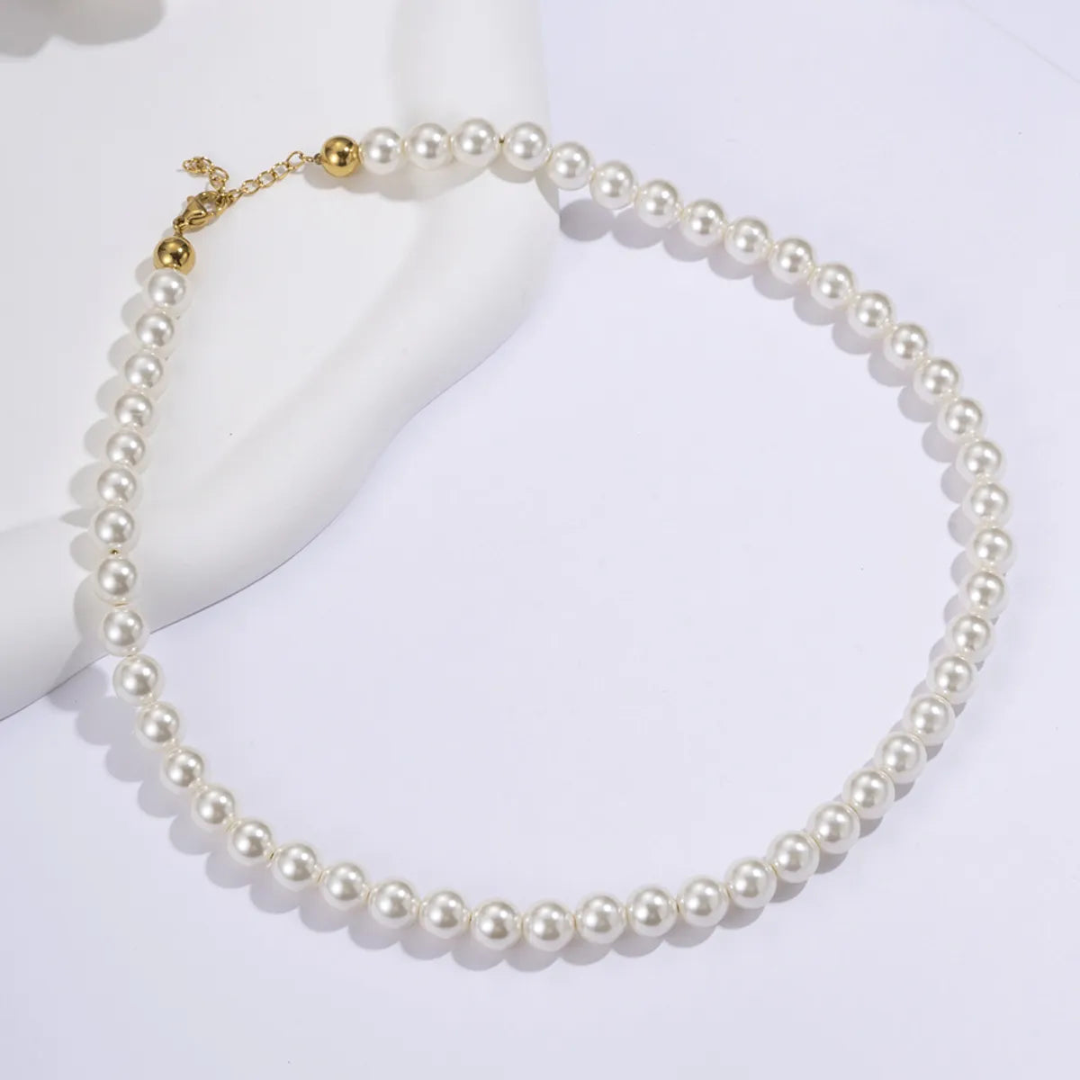 IG Style Geometric Imitation Pearl Titanium Steel Beaded Plating Women's Necklace