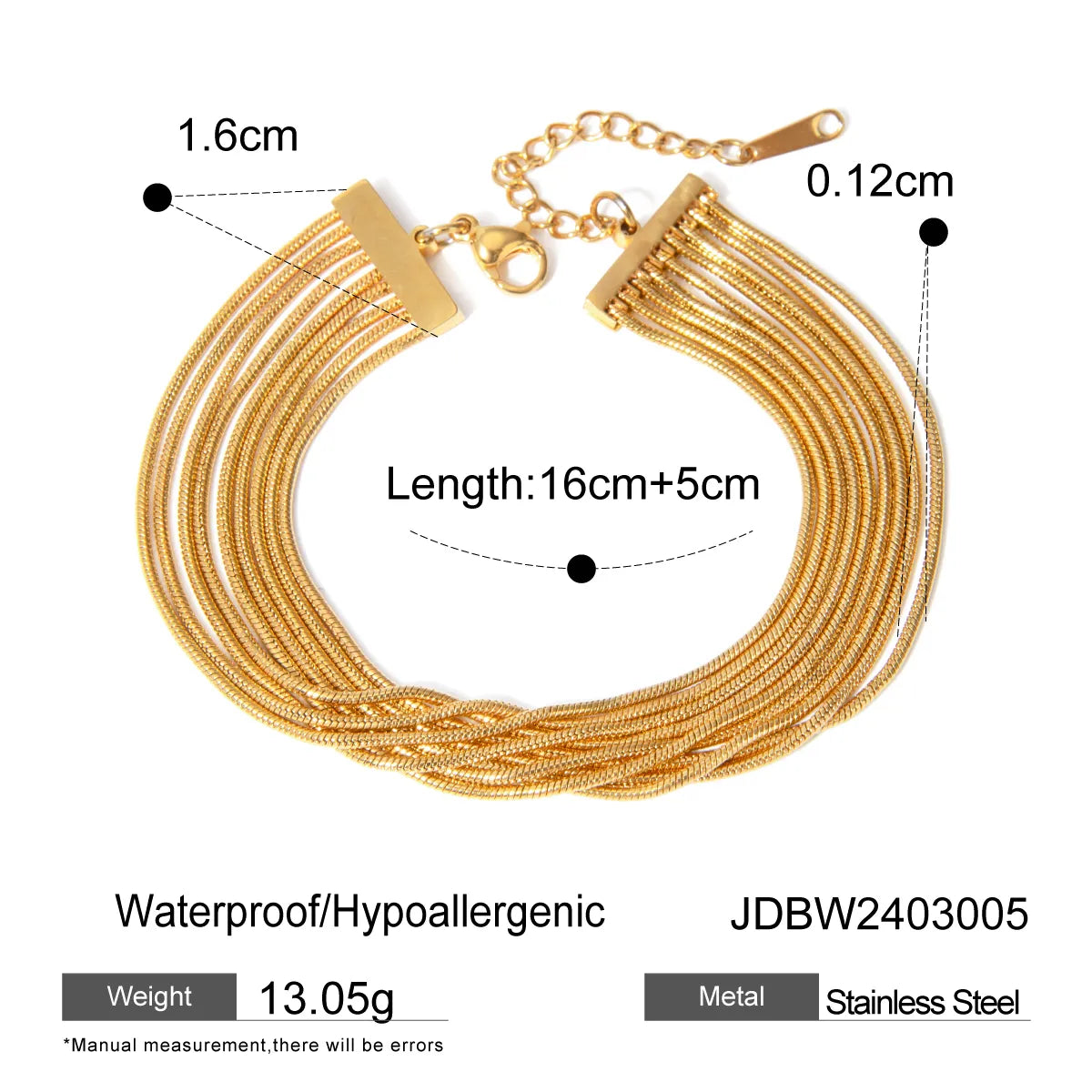 IG Style Geometric Solid Color 304 Stainless Steel 18K Gold Plated Bracelets In Bulk