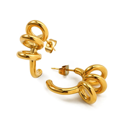 Ig Style Geometric Stainless Steel Plating 18k Gold Plated Rings Earrings