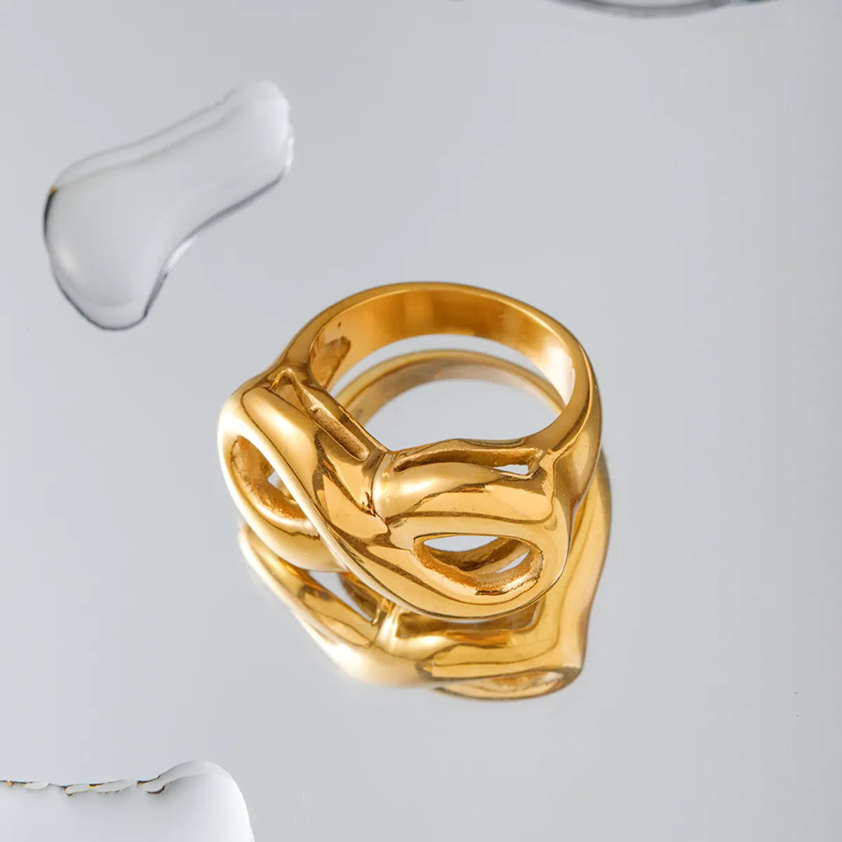 Ig Style Geometric Stainless Steel Plating 18k Gold Plated Rings