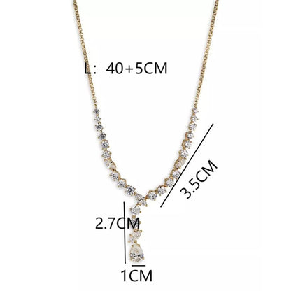 Glass Copper 18K Gold Plated IG Style Plating Inlay Geometric Zircon Necklace