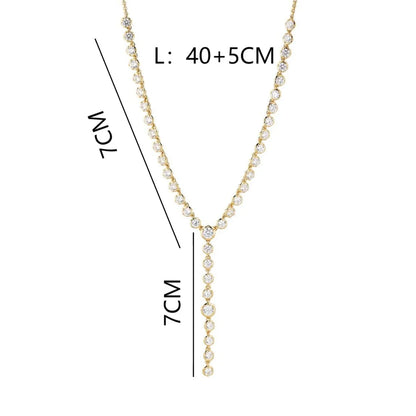 Glass Copper 18K Gold Plated IG Style Plating Inlay Geometric Zircon Necklace