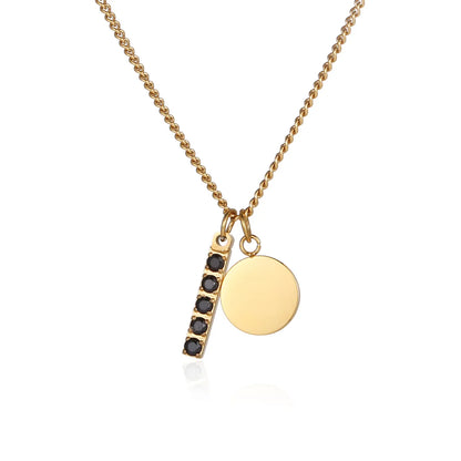 Ig Style Geometric Stainless Steel Plating Inlay Zircon 18k Gold Plated Pendant Necklace