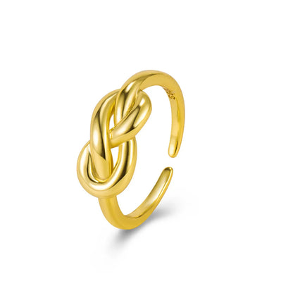 Ig Style Geometric Sterling Silver Plating 18k Gold Plated Adjustable Ring