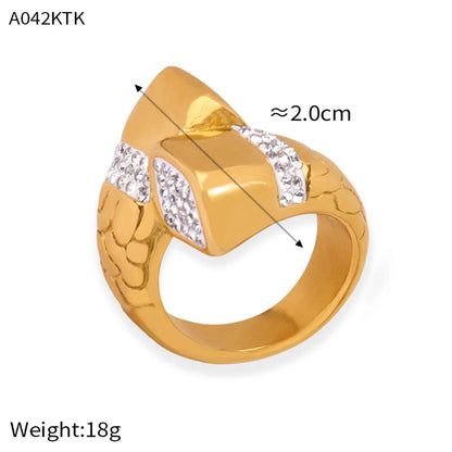 Wholesale Jewelry IG Style Geometric Titanium Steel Rhinestones 18K Gold Plated Plating Inlay Rings