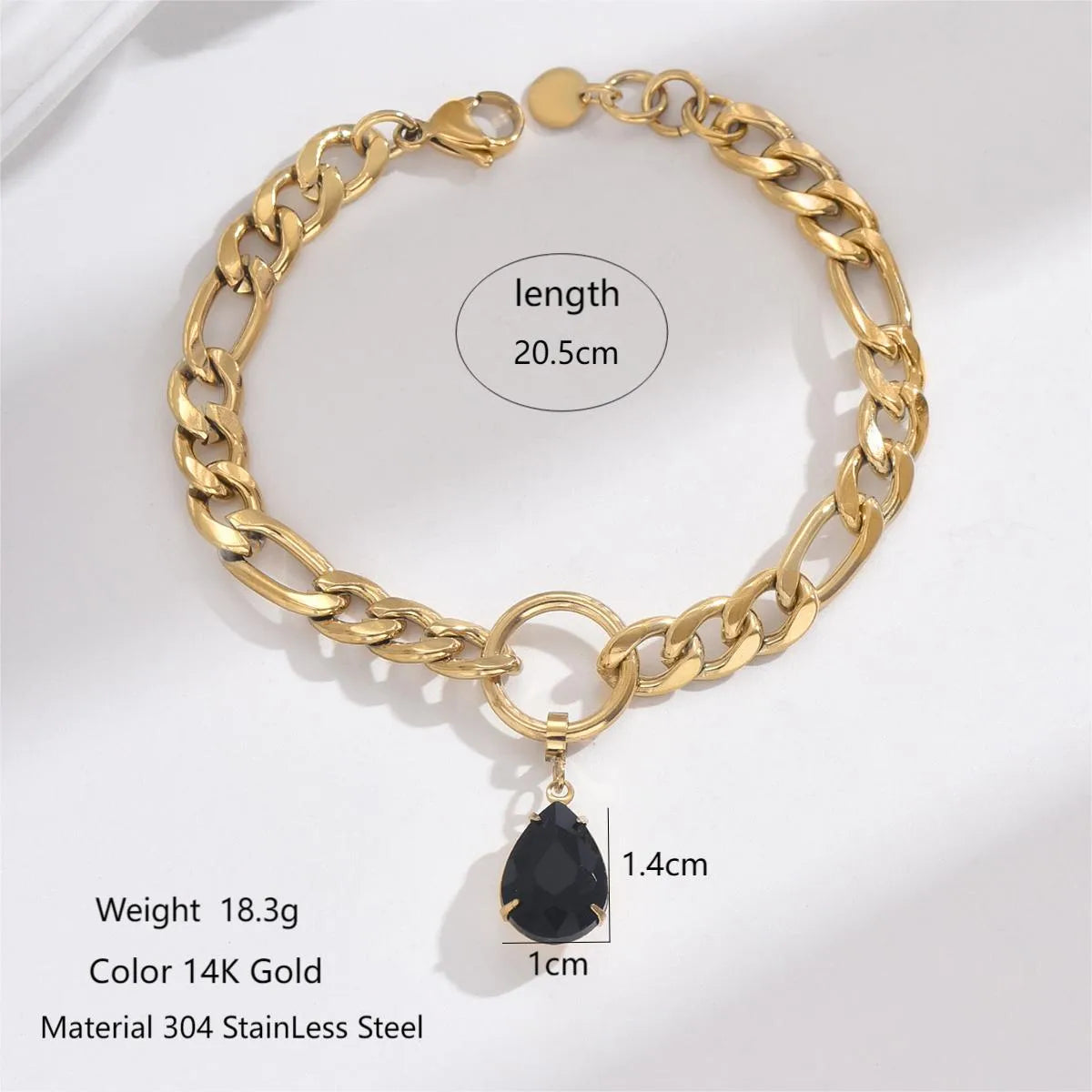 IG Style Geometric Water Droplets 304 Stainless Steel 14K Gold Plated Zircon Bracelets In Bulk