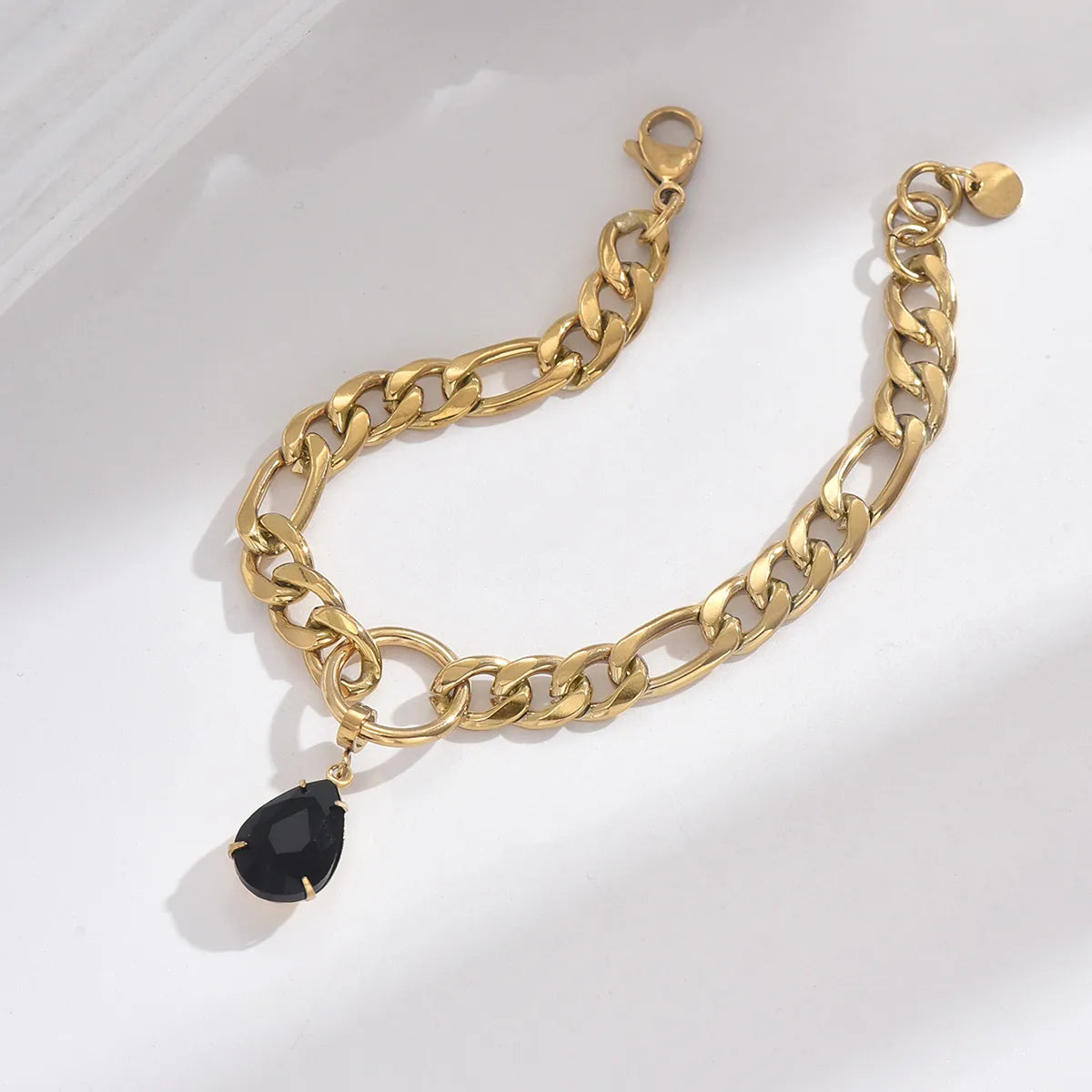 IG Style Geometric Water Droplets 304 Stainless Steel 14K Gold Plated Zircon Bracelets In Bulk