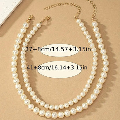 IG Style Glam Queen Pearl Artificial Pearls Artificial Pearl Imitation Pearl Wholesale Double Layer Necklaces