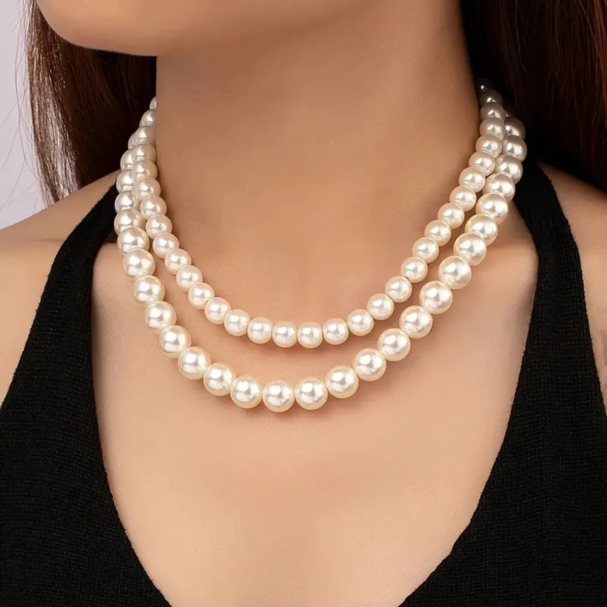 IG Style Glam Queen Pearl Artificial Pearls Artificial Pearl Imitation Pearl Wholesale Double Layer Necklaces